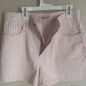 Faded Glory Pink and White Striped Jean Shorts
